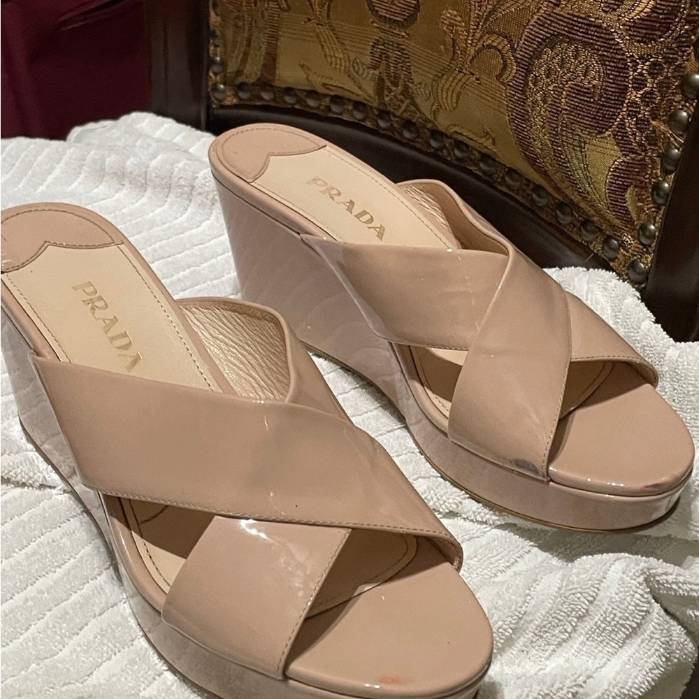 Authentic Prada criss cross wedges SuperCute ! - Picture 2 of 8